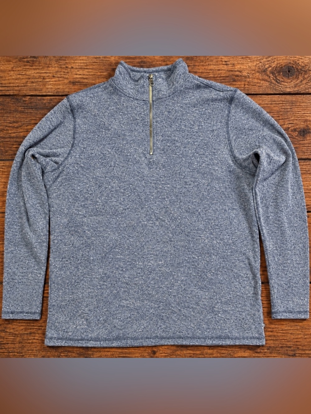 GAP Men’s Large Heather Blue-Gray Quarter Zip Pullover Sweater
